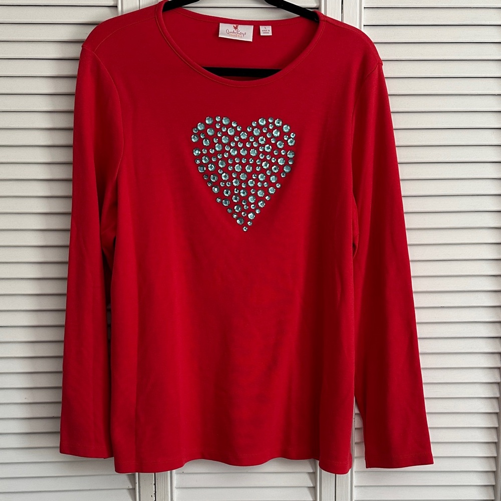 Just in time for Valentines! Red Long Sleeve Top with Heart